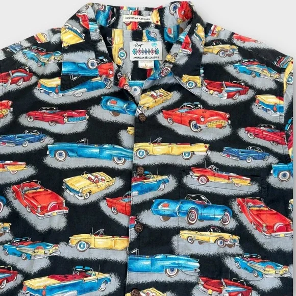 VTG Reyn Spooner Button Up Shirt Mens Large American Classics Car Print - Picture 6 of 9